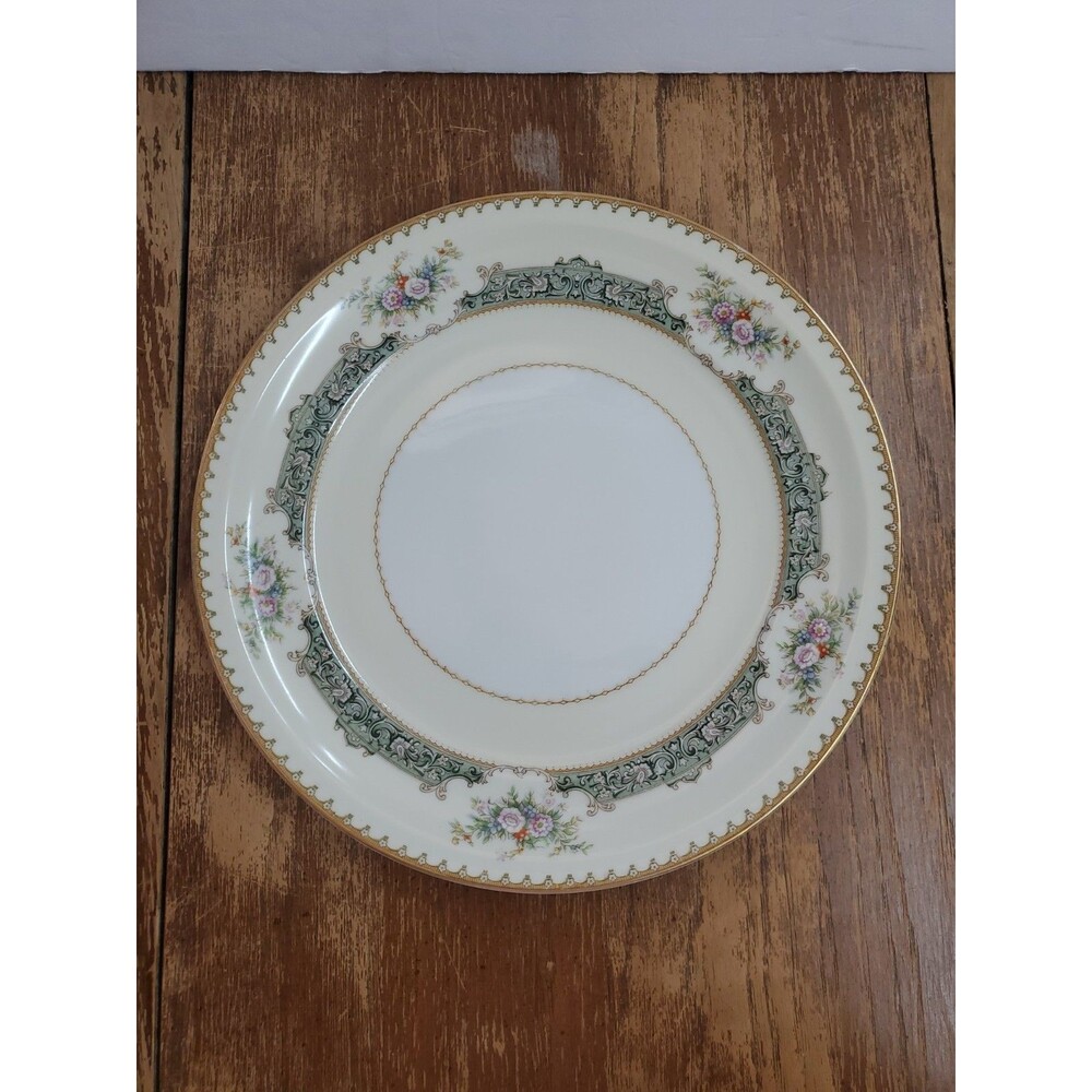 Vintage Meito Ivory China Dexter Dinner Plate 10" Gold Trim Occupied Japan 1940s